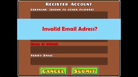 SOLUTION FOR INVALID EMAIL :: Geometry Dash General .
